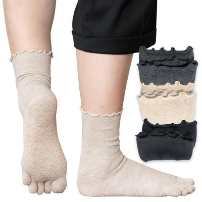 3 keine elastische Nummer [LUP] Damen 5-Zehen-Socken, rutschfest, Paare, Yoga, Pilates, (JP, Größe, 24,0 cm, mehrfarbig)