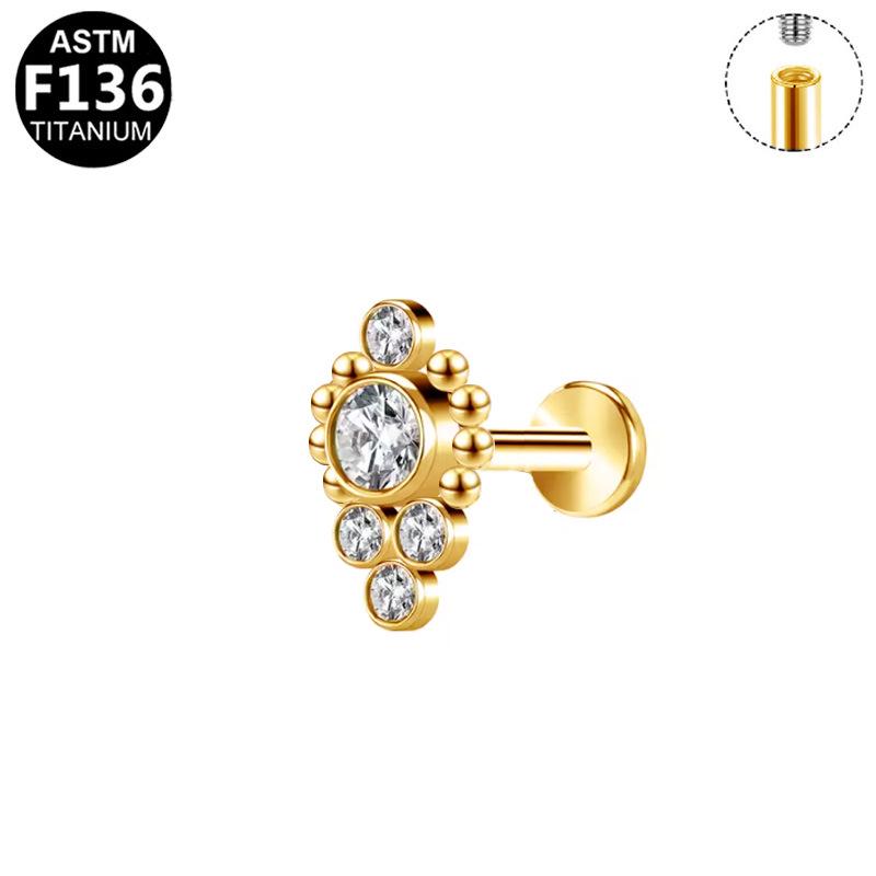 Titanium Alloy Cross-Border Fashion Lip & Ear Stud - G23 Internal Thread Design
