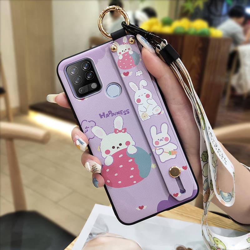 Lanyard Dirt-resistant Phone Case For Tecno Pova/LD7 Soft Case Back Cover Anti-knock Durable Protective Cute Cartoon