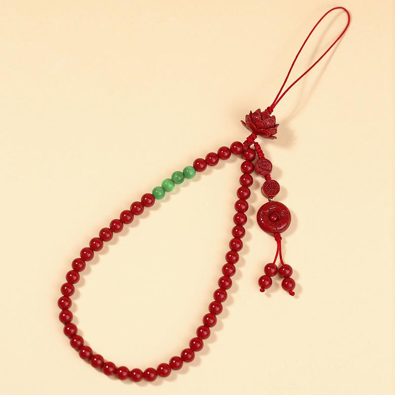 

New natural cinnabar wrist phone chain pendant, phone case accessory, exquisite wrist strap for women and men Style 2