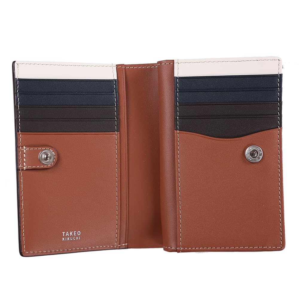 Takeo Kikuchi Margo II Bifold Genuine Medium Half Brown Cowhide Leather Men's Wallet, Leather, Wallet, Wallet, Semi-Long Wallet,