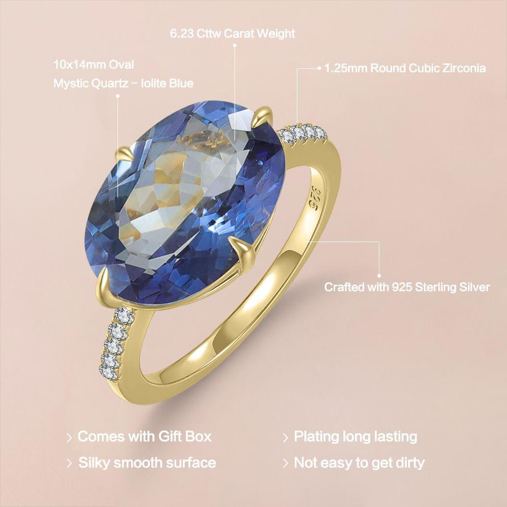 Candy Ring Large Carat Colored Gemstone S925 Sterling Silver Natural Topaz Crystal Ring