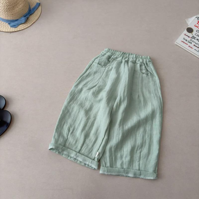 Solid Color Linen Children s Pants Kids Loose Thin Trousers Summer Harem Pants Girls  Summer Thin Children s Loose Casual Pant 80cm зелёный