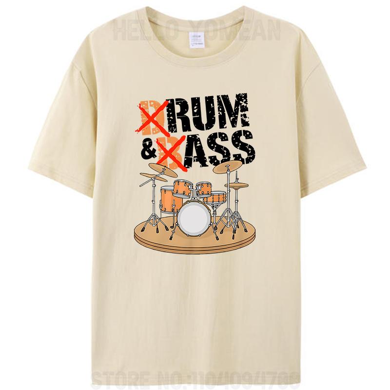 Drum And Bass Or Rum And Ass Music Instrument Drummer Men's Cotton T-Shirt Funny Unisex Graphic Oversized Tees Shirts Tops Gifts