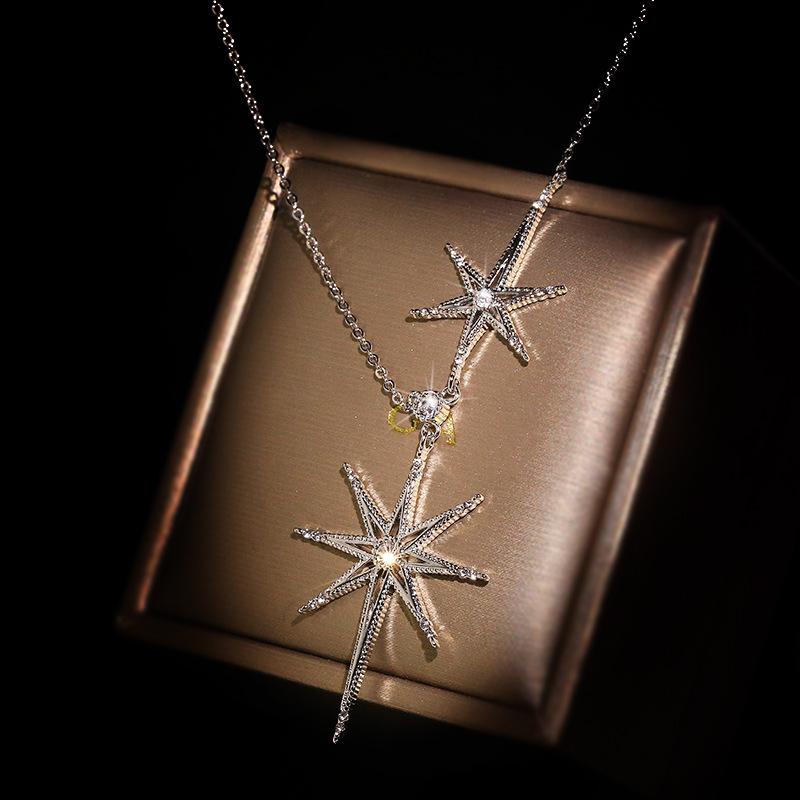 925  female six-pointed star pendant European and American light luxury neck chain star clavicle chain necklace