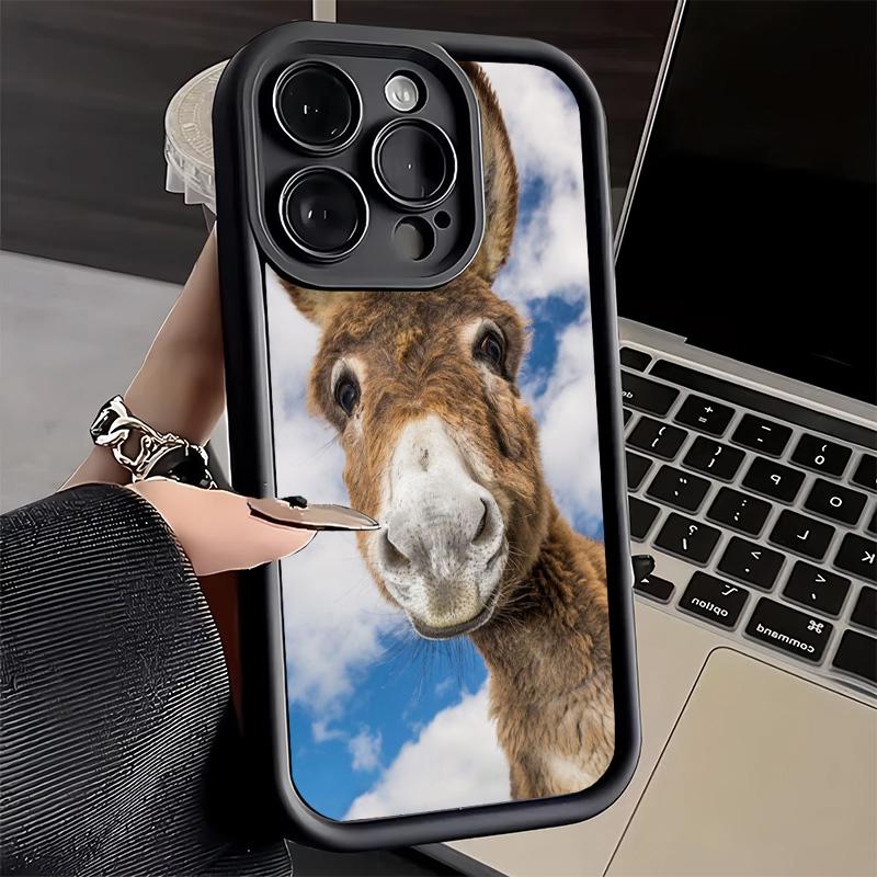 Phone Case for iPhone 17 Air 16E 15 16 Pro Max Funny Donkey Animal Cover 14 Plus 13 12 Mini Soft Shell Silicone Fundas