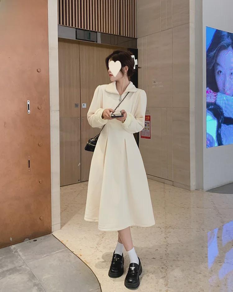 Autumn 2025 Women's Plus Size Long-Sleeve Waffle Waist Dress