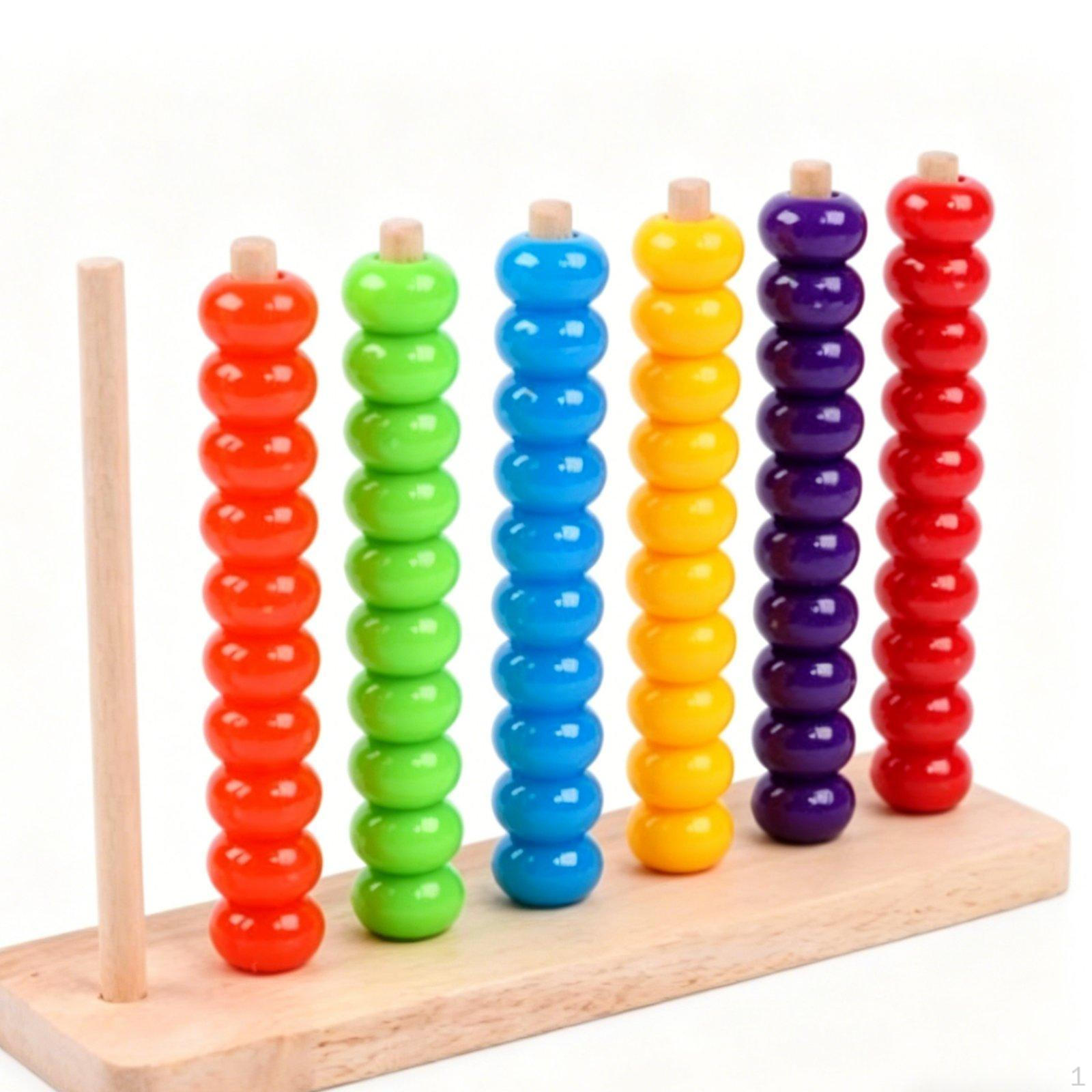 Wooden Bead Sorter Early Learning Young Child Abacus Toy HandEye Coordination Educational Math