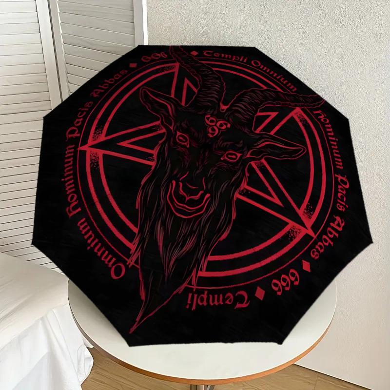 1pc Baphomet Symbol Satanic Art Umbrella with Plastic Handle,Suitable for All Seasons Home Travel Outdoor UmbrellaDD1274