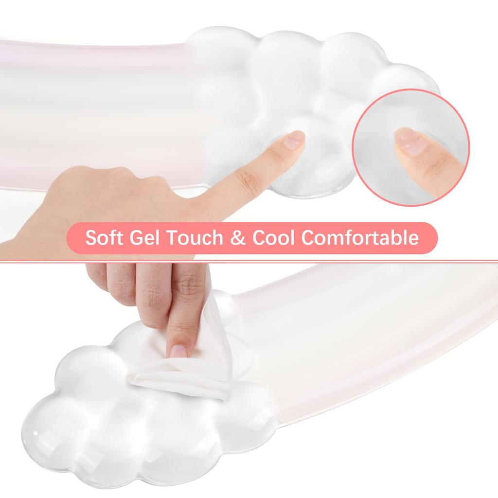 MOSISO Gel Keyboard Wrist Rest Wrist Support for Curved Ergonomic Base for Pain Relief Soft Cooling Gel Easy Typing & Mouse, Anti-Slip Home/Office, &