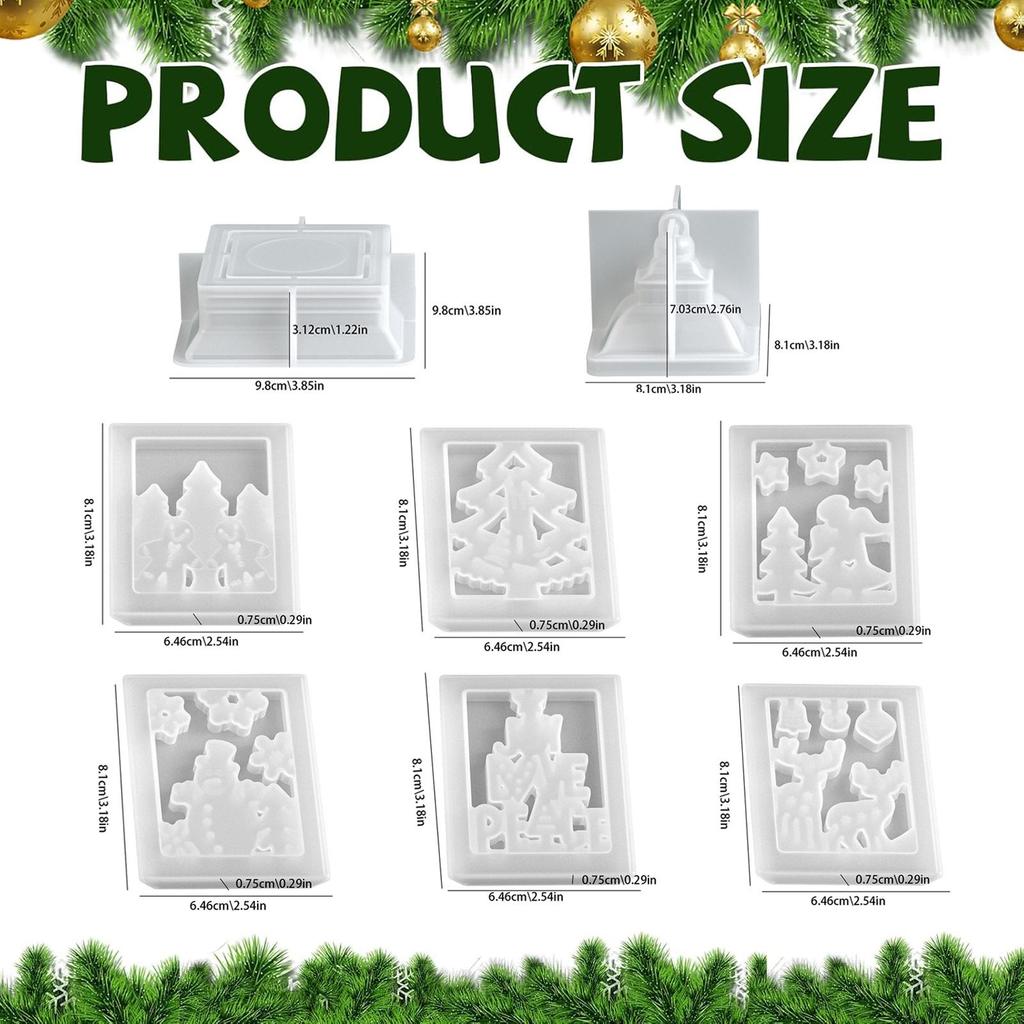 Christmas Lantern Silicone Mold Set Christmas Splicing Handheld Lamp Silicone Mold Christmas Element Candlestick Holiday Decor