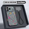 Little Flower Pattern Magnetic Lanyard Phone Case For iPhone 17 Pro Max 16 15 14 13 Pro Max For Magsafe Shockproof Hard PC Cover