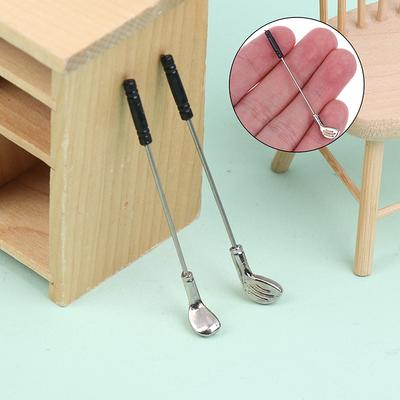 5Pcs/set 1:12 Scale Dollhouse Golf Toy Mini Golf Clubs Toys Pretend Play Miniature Golf Model With Sticks And Ball