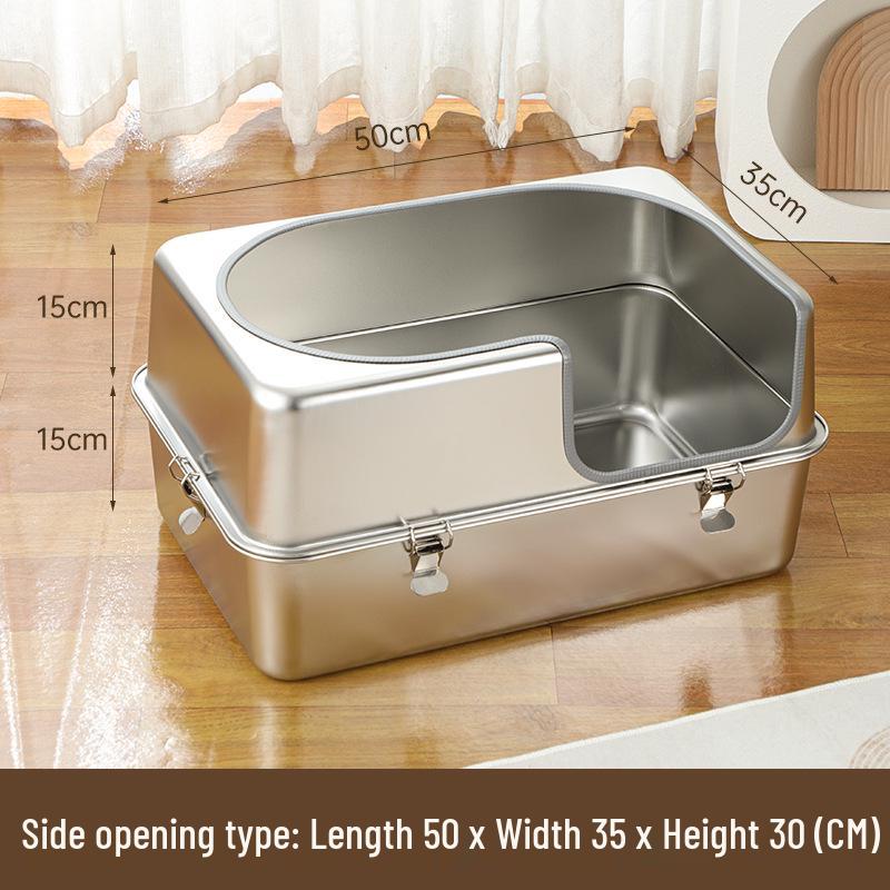 Stainless Steel Anti-Splash Cat Litter Box - High and Thickened Design