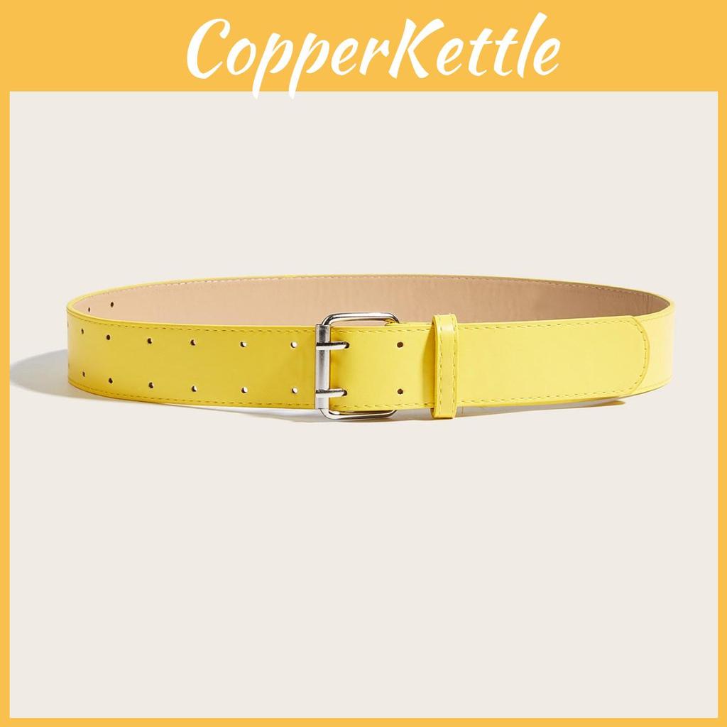 Simple Solid Color Metal Square Buckle Decoration Women Belt For Casual Denim Outfits