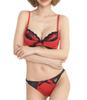 Chica Hurra Red D80 Bra and Panty Sexy Satin Lace Underwear Bra and Panty Red Bra and Stretch Satin Gift for Women In Their Red Flashy Underwear Satin