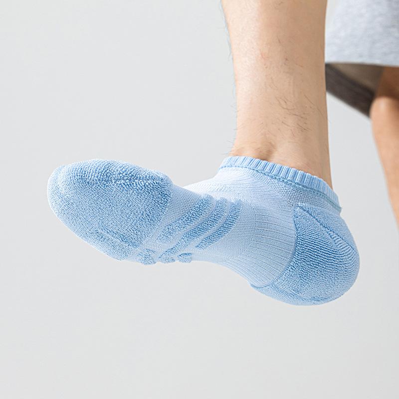 Summer Sports Loop Men's Boat Socks, Antibacterial, Deodorizing, Anti-pilling, Mesh Breathable and Sweat-absorbing Short Socks for Running and Cycling