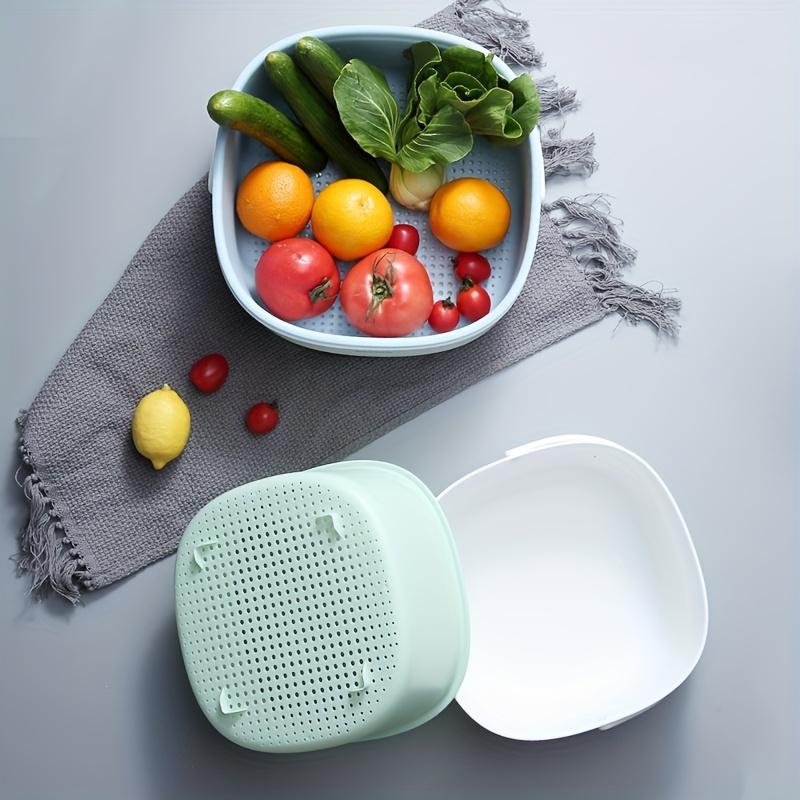 1pc Versatile Plastic Kitchen Strainer Basket , Dual Layer Drainage for Vegetables, Fruits , Pasta , Ideal for Living Room, Kitchen , Bathroom Use