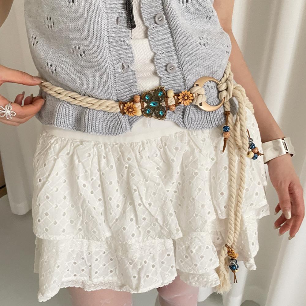 Fashion Metal Women's Waist Chain Adjustable Durable Retro Waist Chain Gold/Silver Carved Chain Belt
