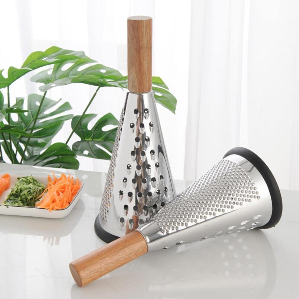Cheese Grater with Handle - 8 Inch Stainless Steel Cone Grater for Parmesan Cheese, Vegetables, Ginger, and Chocolate