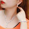 French Light Luxury Cold Wind Pearl Necklace Bracelet Earrings 3-Piece Set Super Fairy Banquet Party Dress Accessories