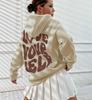 Women's Harajuku Fleece Hoodie with Back Letter Print