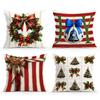 Christmas Bow Wreath Decoration Decorative Cushions Pillowcase Polyester Cushion Cover Throw Pillow Sofa Decoration Pillowcover