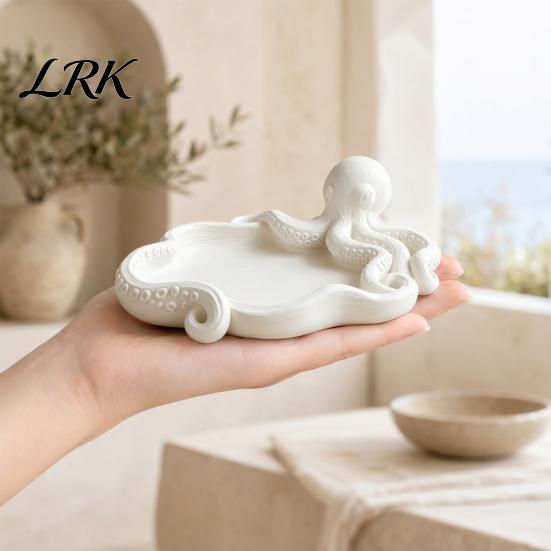 Octopus Shaped Jewelry Holder 3D Printed Tray, Ocean Animal Earrings Necklace Ring Small Accessory Dish Decorative Keys Trinkets Organizer Tray