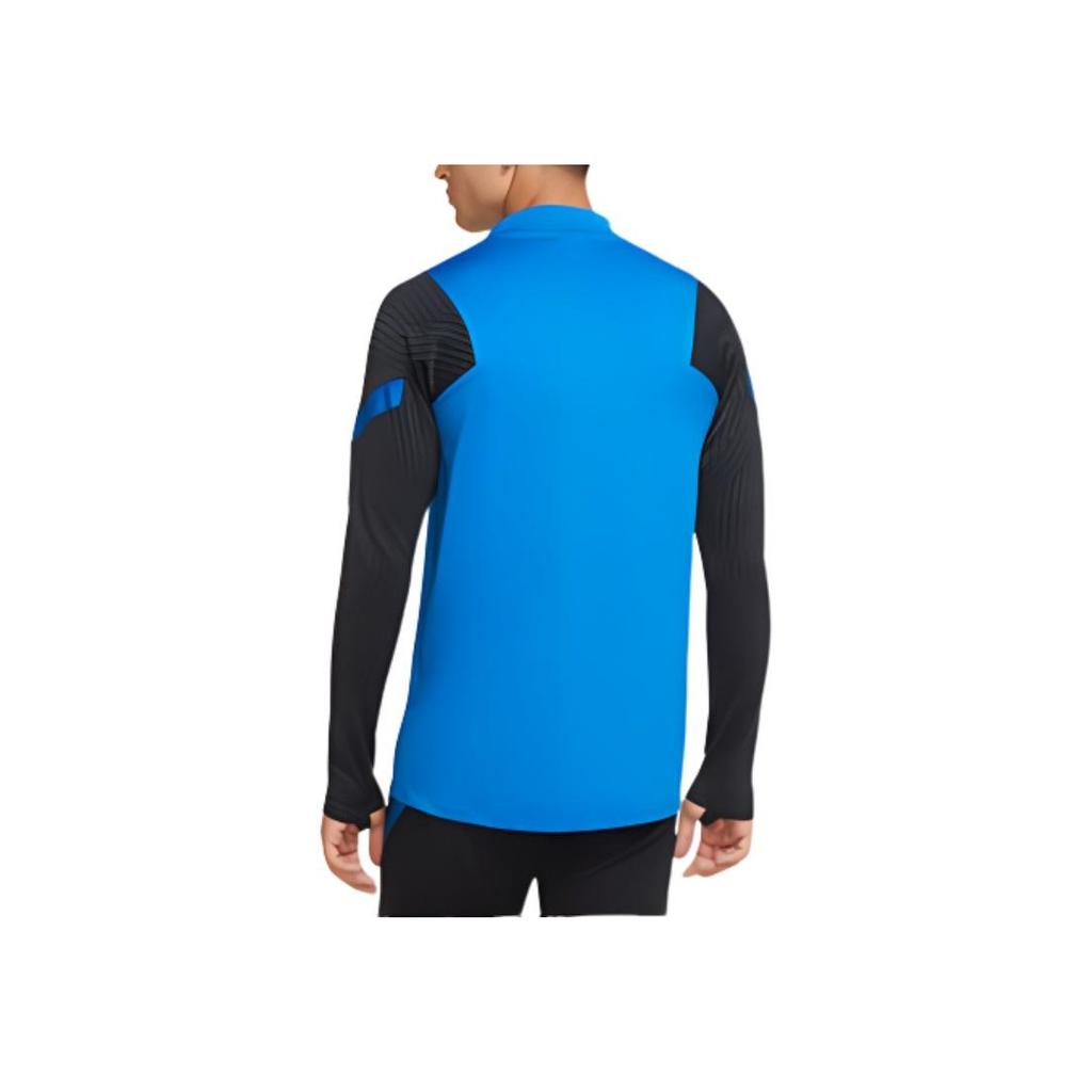 Nike Inter Milan Football Training Color Block Long Sleeve T-Shirt Men tops Black Blue CD4927-413
