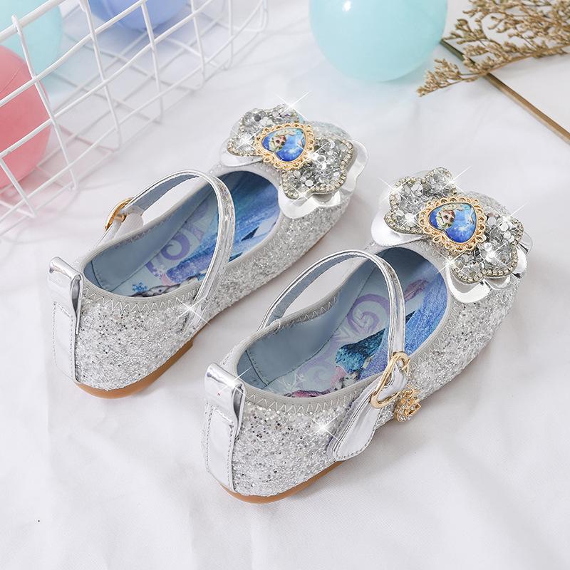 Girls' princess shoes, new style shoes for little girls, spring and autumn soft-soled crystal shoes, fashionable children's flat Velcro shoes