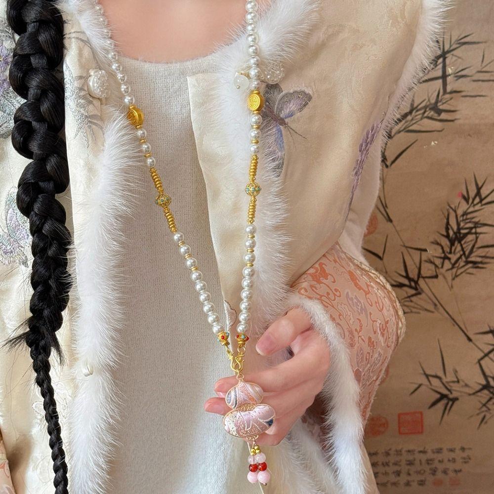Luxury Chinese Style Necklace Tassels Embroidered Pendant Necklace  for Gifts