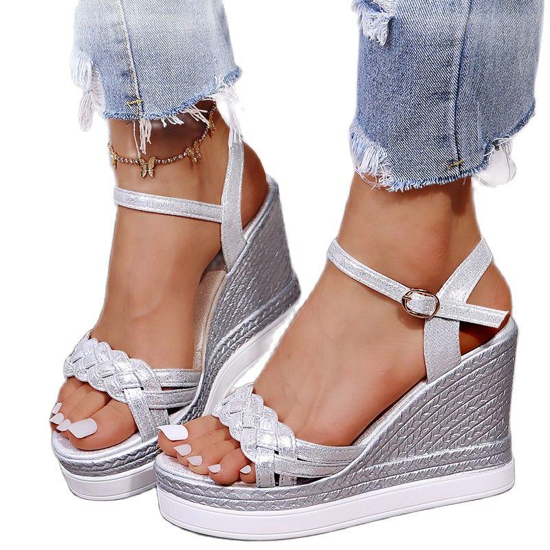 Women Summer Wedge Heel Sandals Platform Sandals Strap Open Toe Chunky Bottom Casual Shoes
