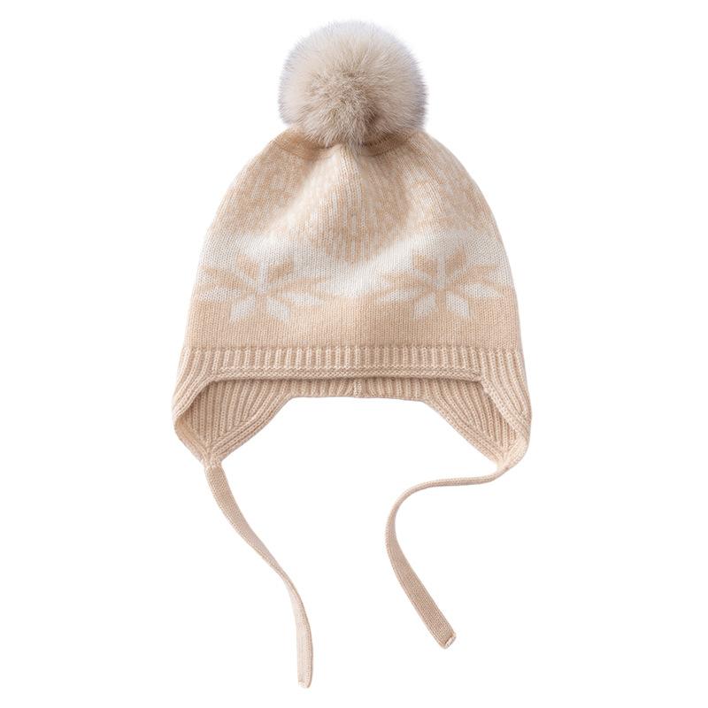Cashmere autumn and winter new retro children's ear protectors are cute and show their faces. Small jacquard thermal hats for boys and girls