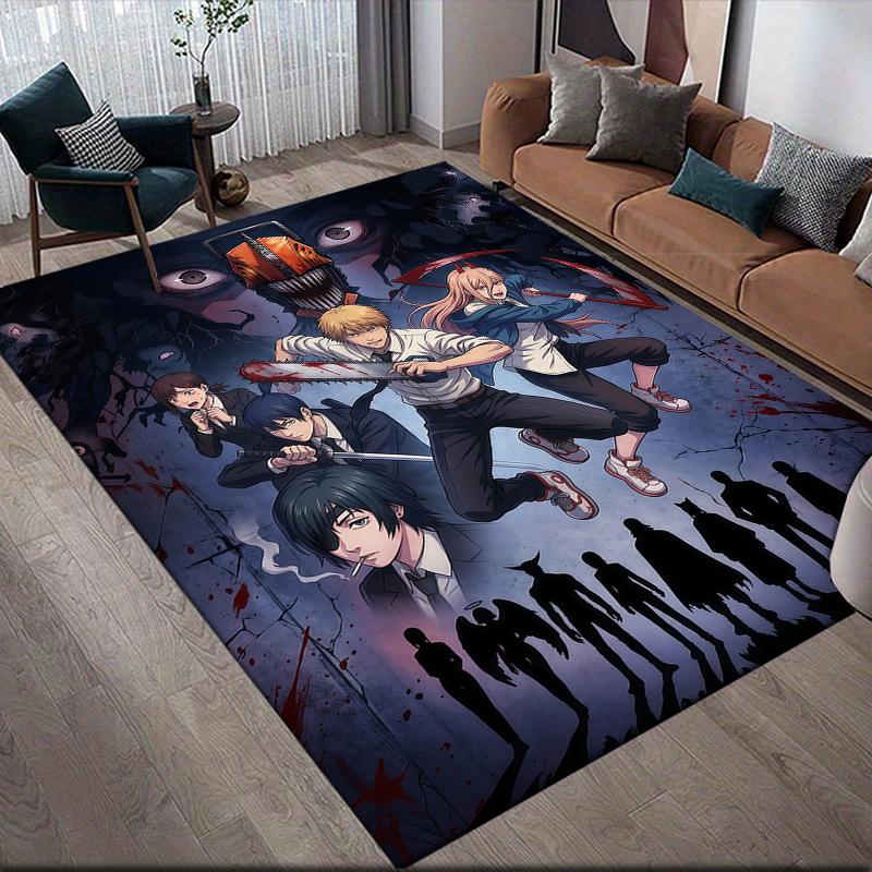 Chainsaw Man character Anti-Slip Floor Mat, Rectangular Carpet for Sofa Area, Game Room and Living Room.xwn