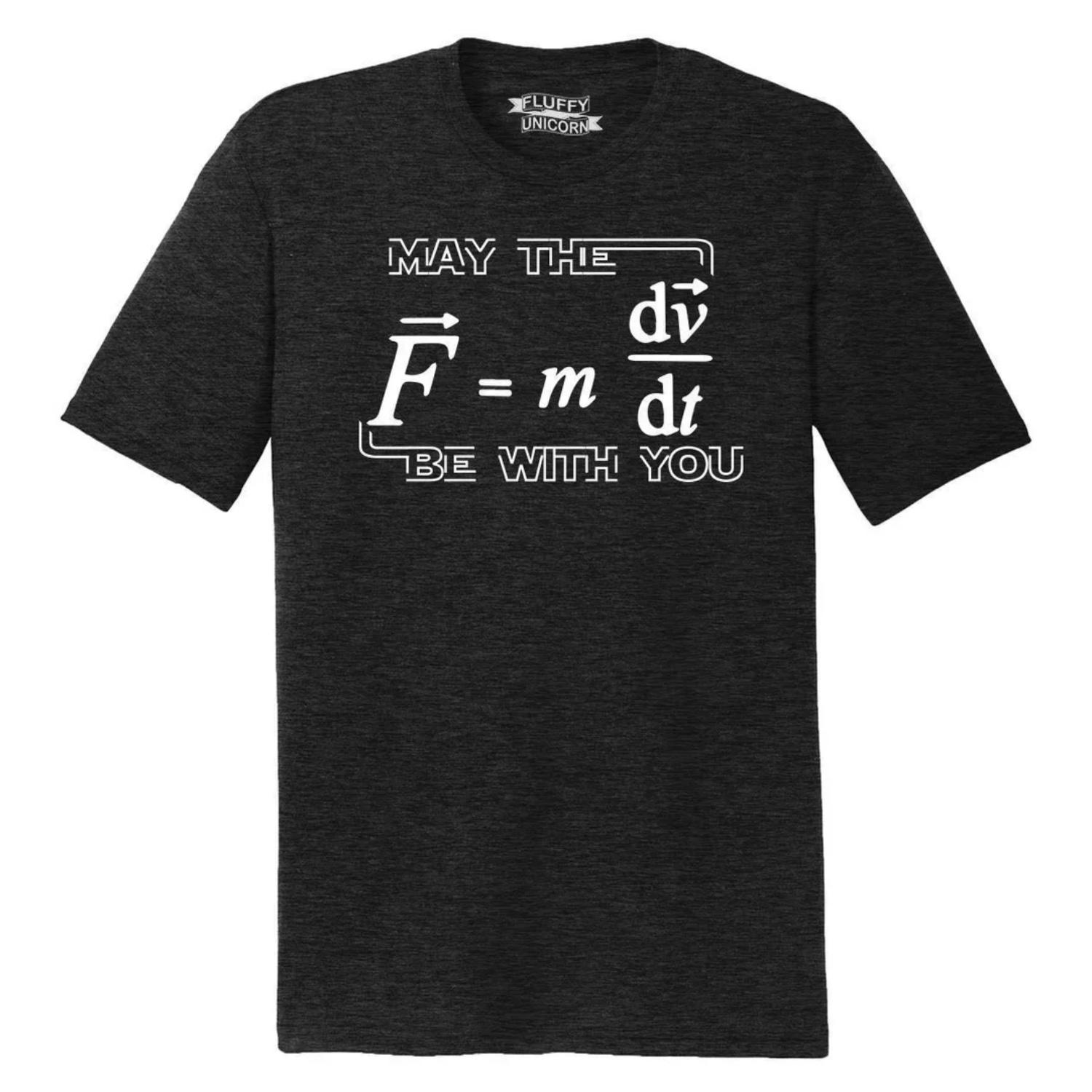 

May Force Be with You Funny Math Movie Parody Science T-Shirt 100% Cotton O-Neck Short Sleeve Summer Casual Mens T-shirt S чёрный