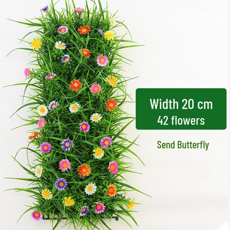 Artificial Green Plant Wall with Flowers - Decorative Turf Mat for Landscaping and Windowsills