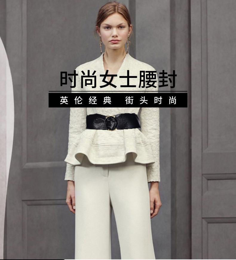 Autumn And Winter Ring Buckle Wide Belt Women'S Decorative Belt Dress Coat Black Waist Seal