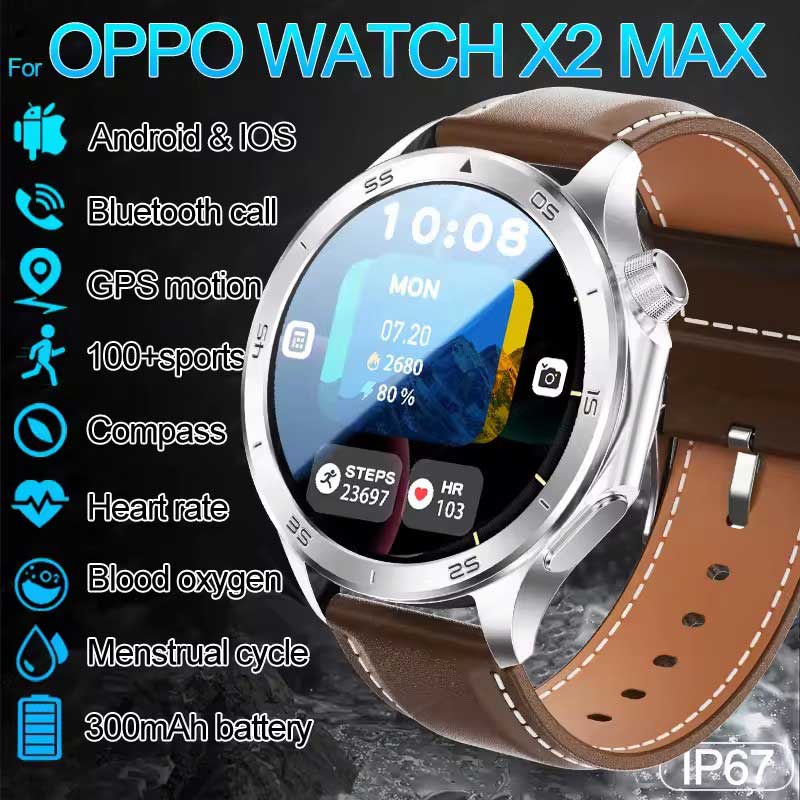 2025 NEW WANCH X2 MAX Outdoor Sports Men SmartWatch GPS Motion Trajectory Compass AMOLED Screen IP67 Waterproof Smart Watch