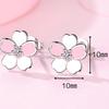 PRIVIE Cherry Blossom 925 Korean Metal Refined Daily Use Women's Earrings, Flower, Pink, Silver, Cute, Stylish, Popular, Fashion, Hypoallergenic,