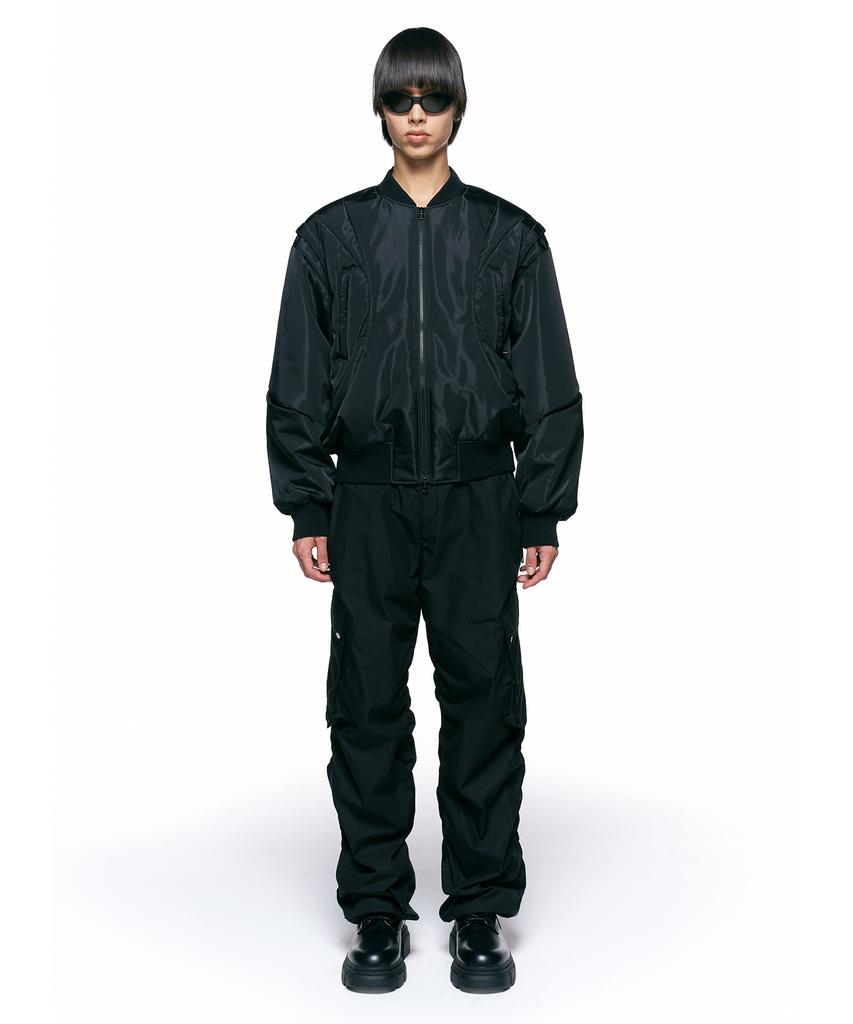 Insilence Glossy Metal Bomber Jacket Black