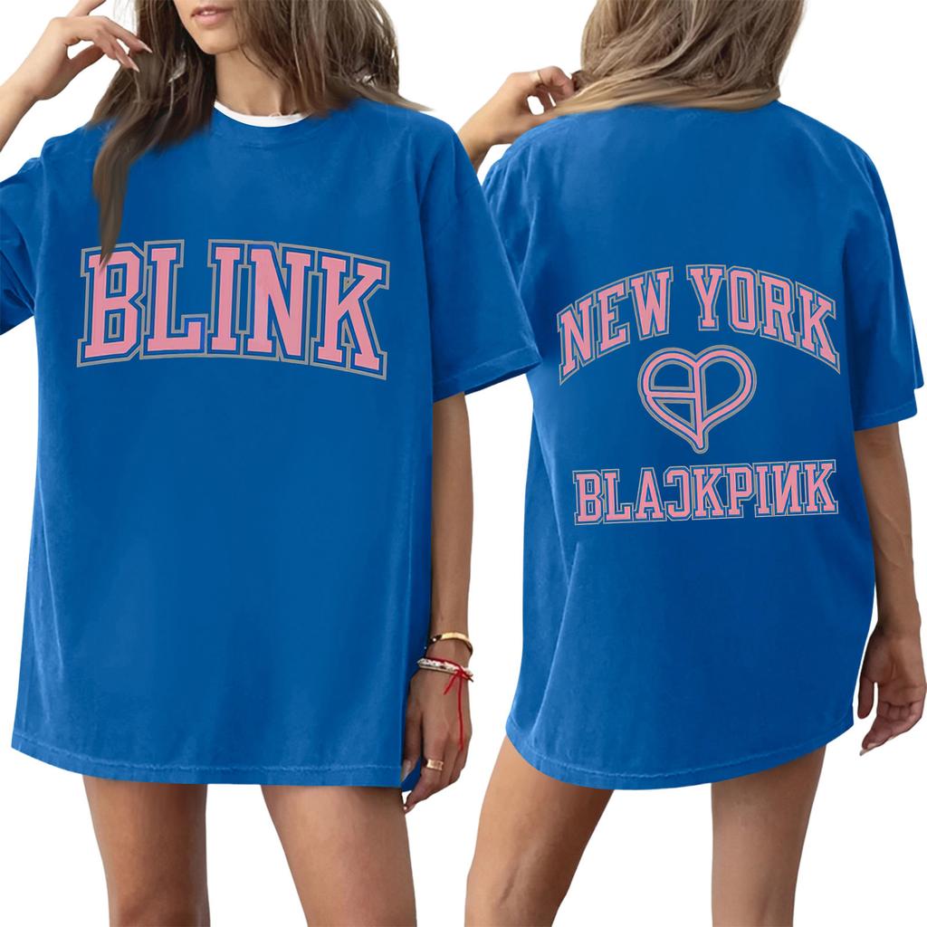 Damski T-shirt z krótkim rękawem i nadrukiem z okrągłym dekoltem