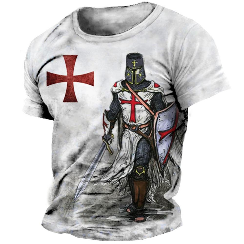 Fashion Retro Knights Templar 3D Printed Men's T-Shirts Summer Casual Streetwear Couple Tees Short Sleeve Tops Drop Shipping 5XL