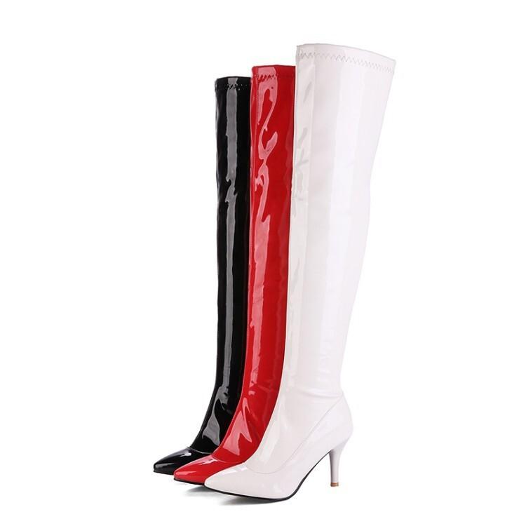 High-heeled long boots over the knee show warm elastic boots sexy nightclub pole dancing boots