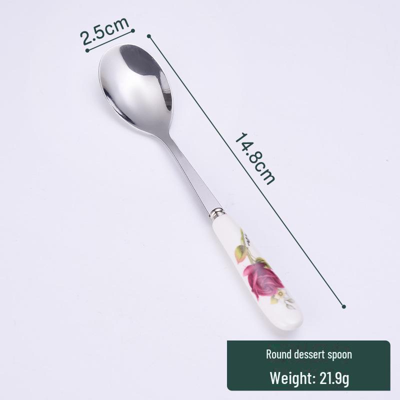 

Набор суповых ложек из нержавеющей стали с керамической ручкой для десертов, мороженого, фруктов, размешивания, кофе - идеально подходит для западной сервировки стола в отелях