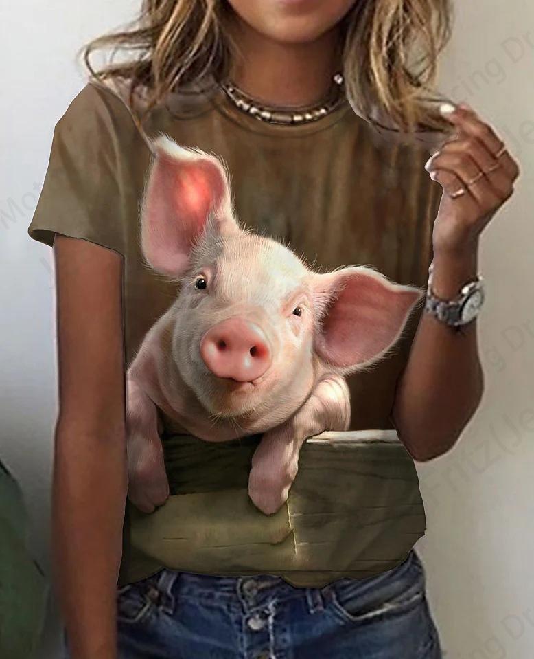 Retro summer t-shirt, 3d horse printing t-shirt, fashion t-shirt, round neck short-sleeved T-shirt, ladies t-shirt, animal t-shirt