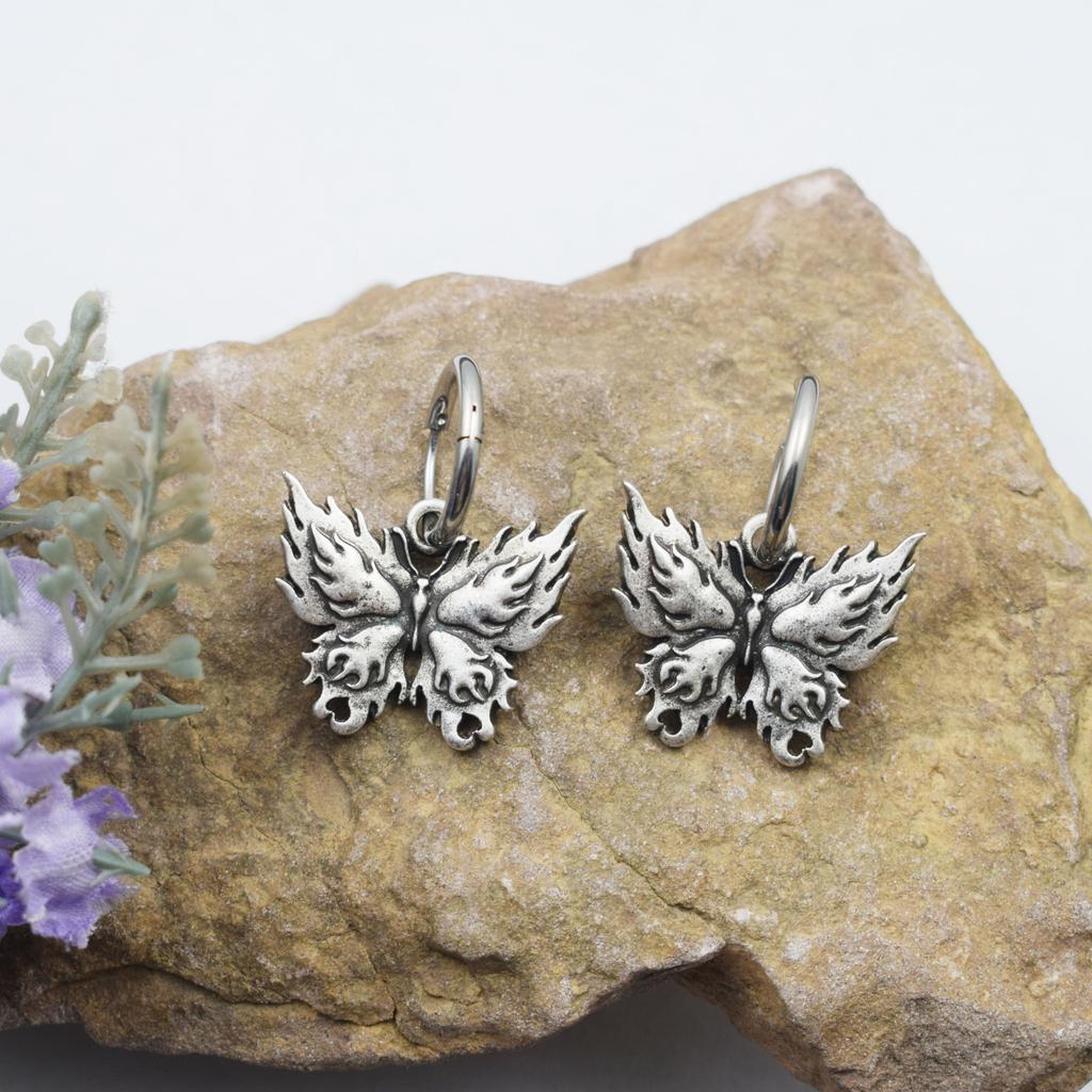 Norse Viking Wiccan Moon Phase Raven Earrings Stainless Steel Hook Handmade Jewelry