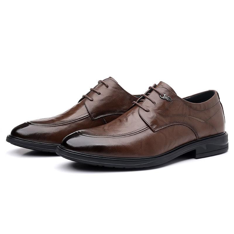 Hand-scratched leather shoes men's 2025 autumn leather British business dress shoes comfortable lace-up men's derby shoes wedding shoes