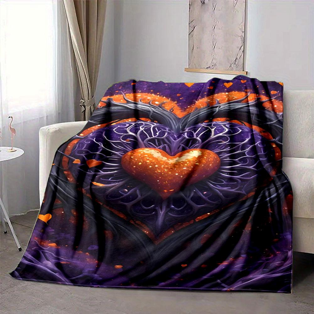1pc Heart Tree Print Blanket   Lightweight Flannel Throw Blanket For Sofa, Bed, Living Room, Office, Outdoor Travel, Camping