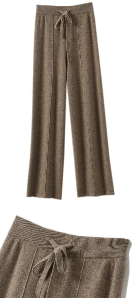 BXINF Women's Wide-Leg Pants, Loose Fit, Slimming, Versatile, Refreshing, Stylish, Casual, Work Pants (JP, Alphabet, 2XL, Brown)
