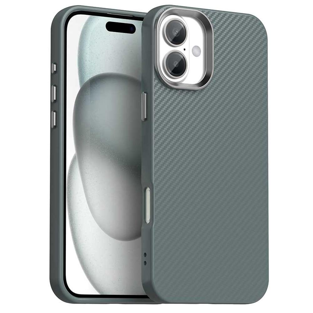 For iPhone 16 Plus Case Cell Phone Hybrid Back Cover Carbon Fiber Texture